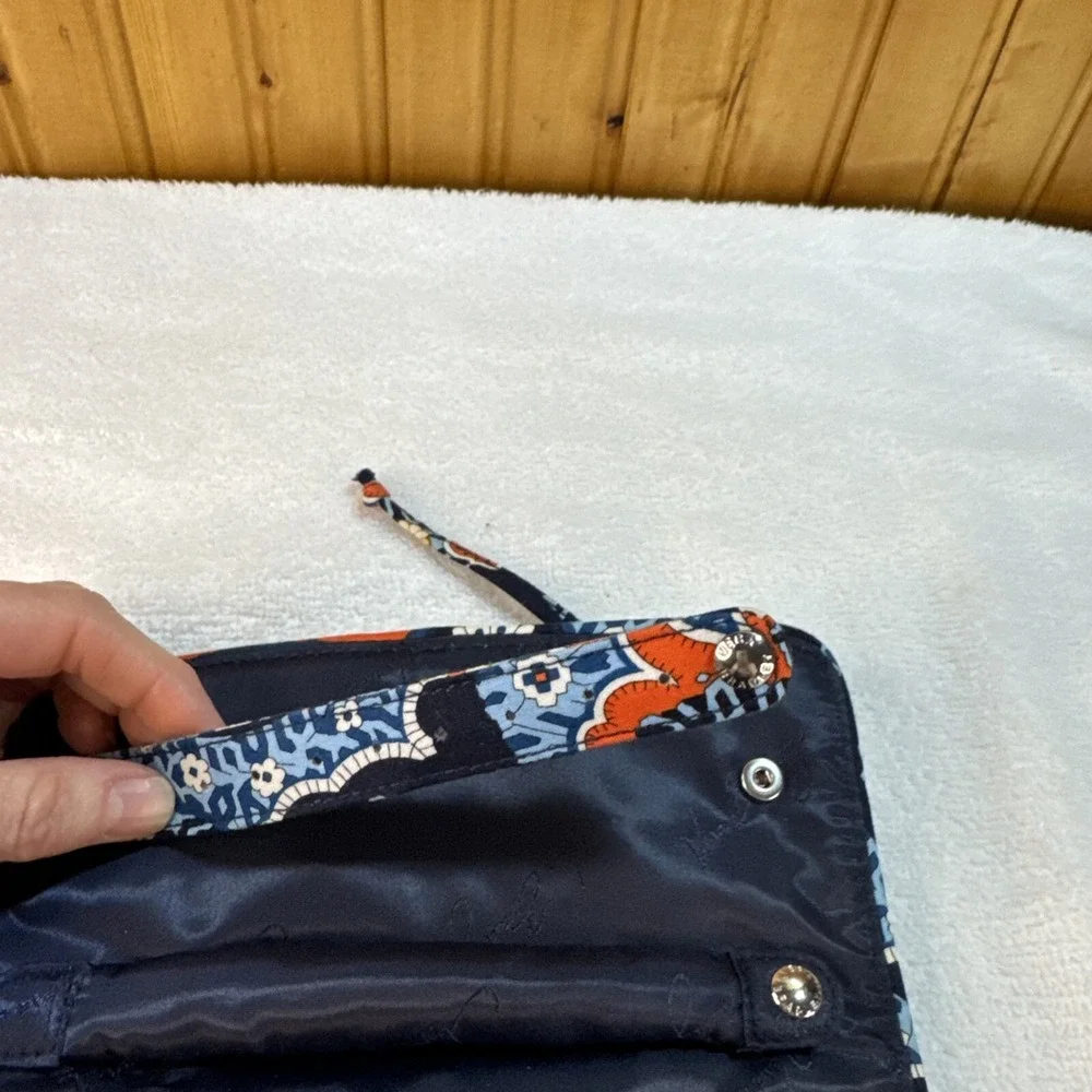 Vera Bradley Roll Up Jewelry Travel Organizer Bag in Marrakesh Blue Orange White